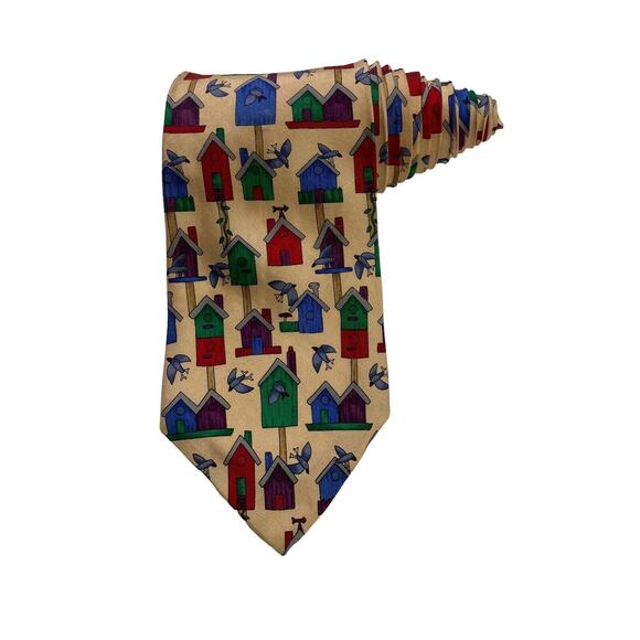 Save The Children Allison Age 10 1/2 Bird Village Bird House Novelty Necktie - Picture 1 of 7